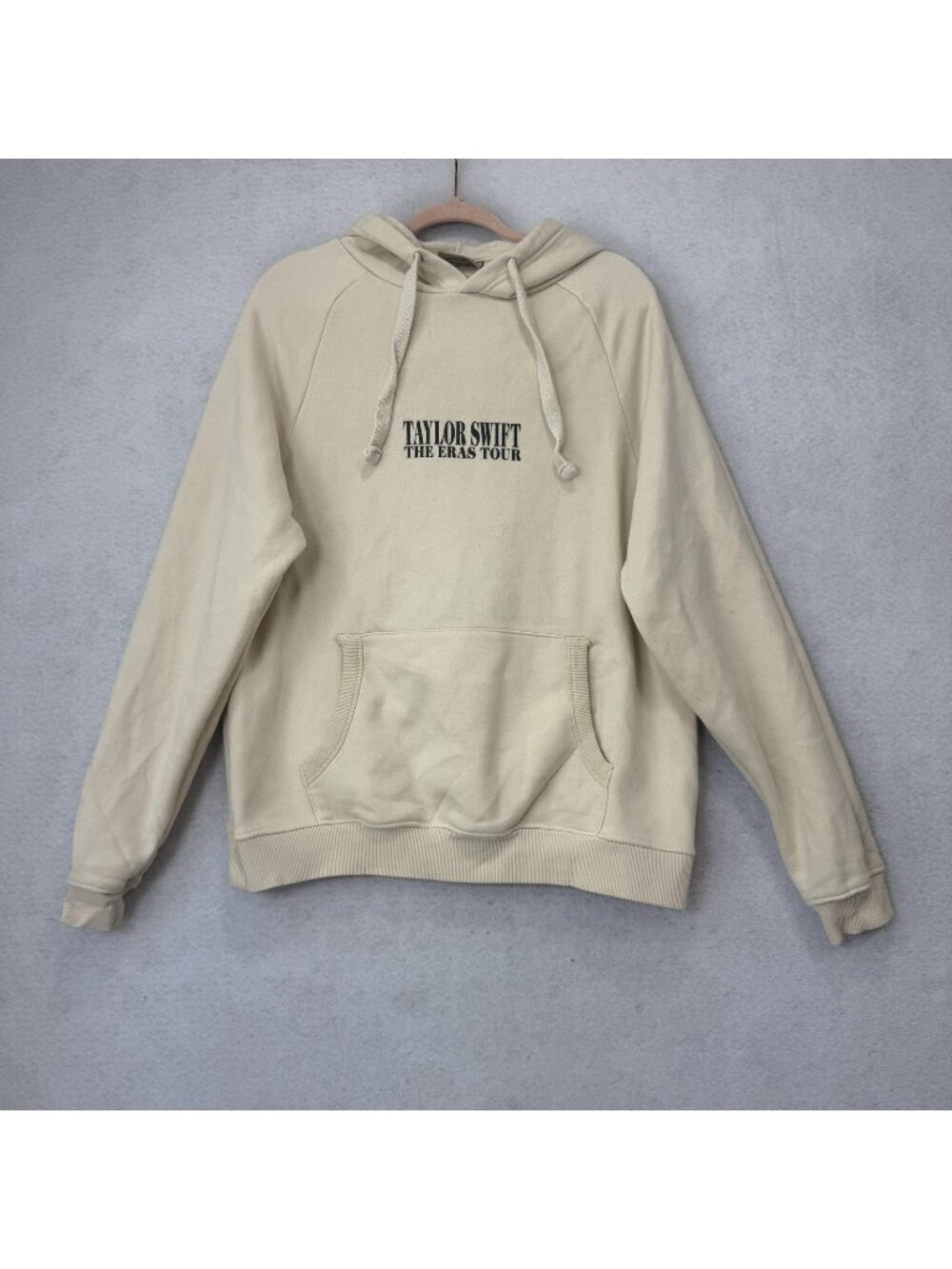 Taylor Swift The Eras Tour Hoodie Womens Small Beige Graphic Fleece Pullover